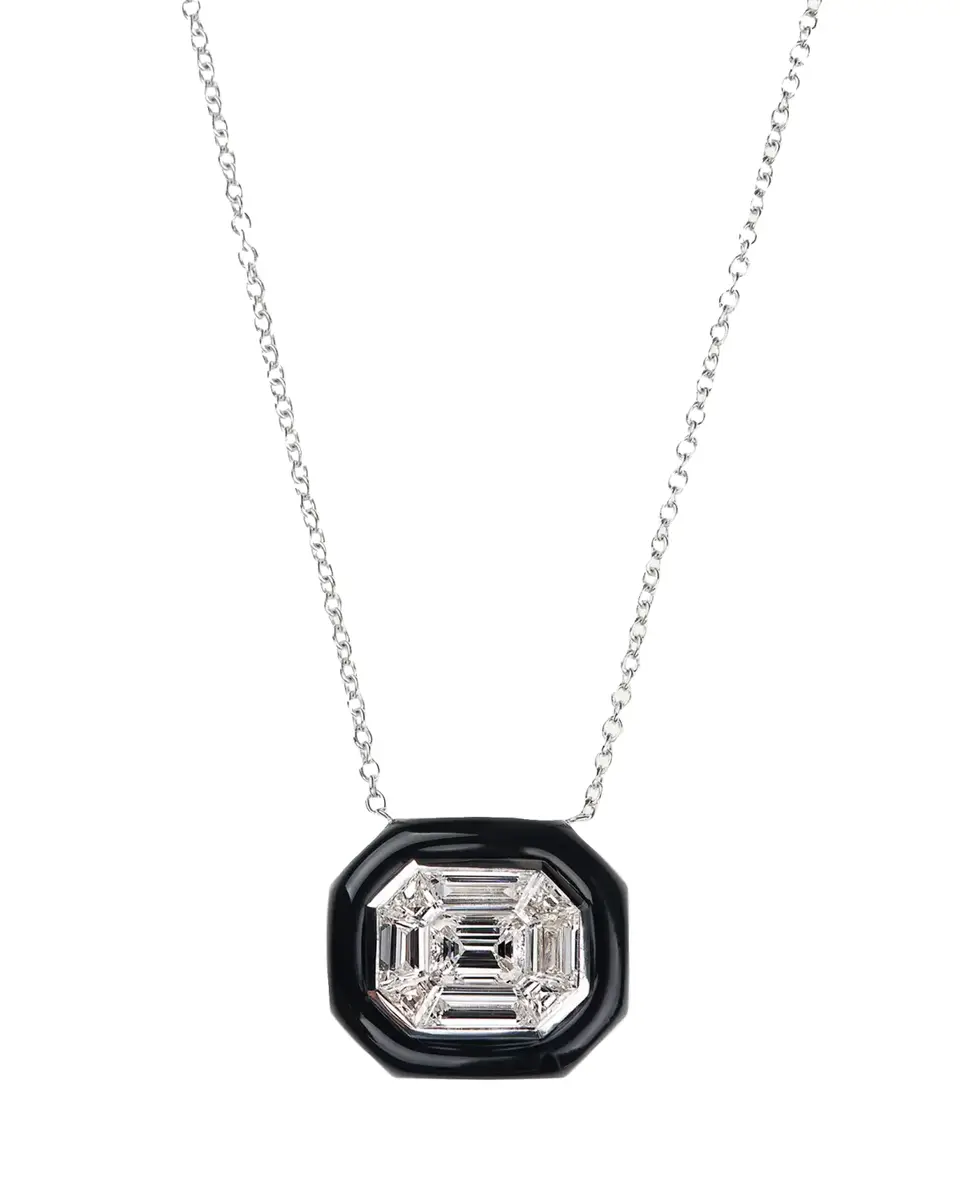 Nikos Koulis 18k White Gold Oui Diamond & Enamel Necklace | Thumbnail 2