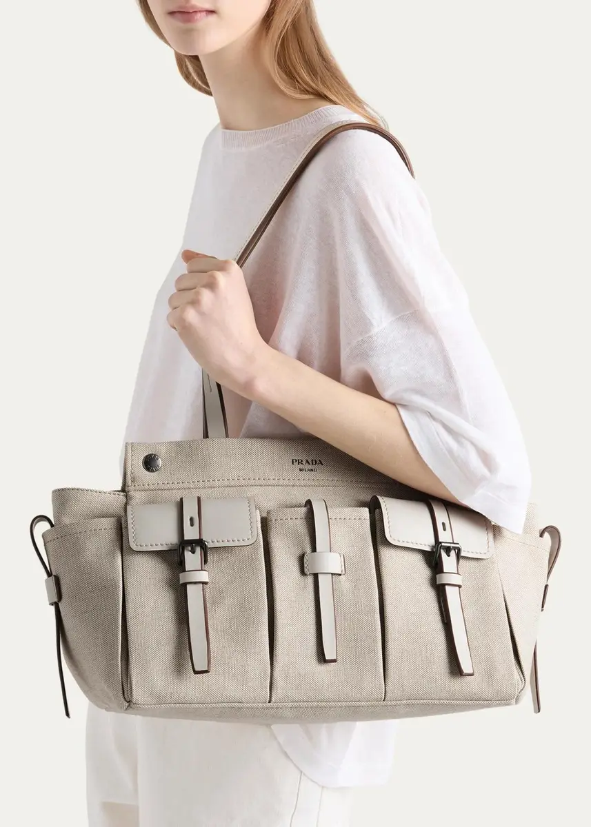Prada Cotton Canvas Shoulder Bag | Thumbnail 2