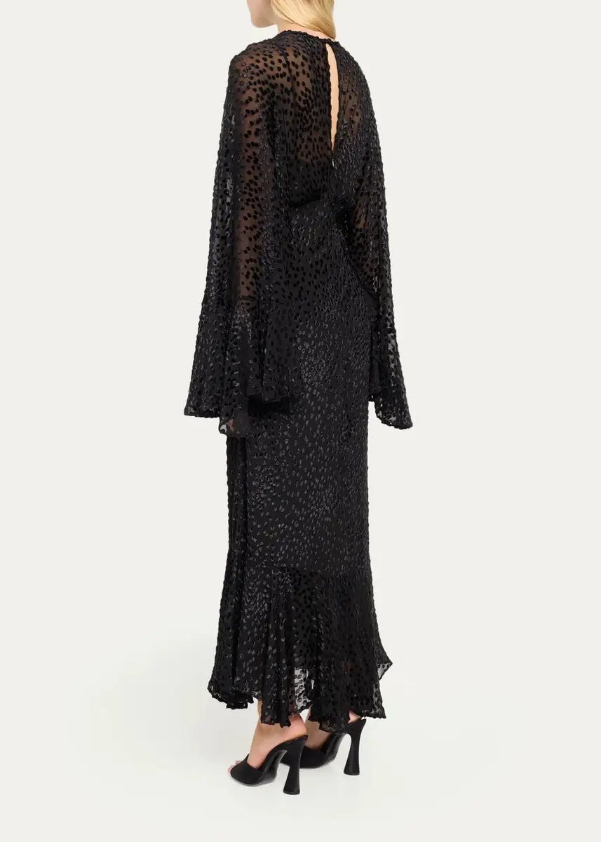 A.L.C. Uma Flock Dot-Printed Ruffled Maxi Dress | Thumbnail 3 A.L.C. Uma Flock Dot-Printed Ruffled Maxi Dress | Thumbnail 3