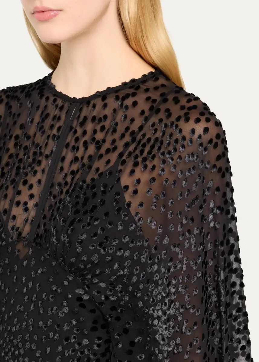 A.L.C. Uma Flock Dot-Printed Ruffled Maxi Dress | Thumbnail 5 A.L.C. Uma Flock Dot-Printed Ruffled Maxi Dress | Thumbnail 5