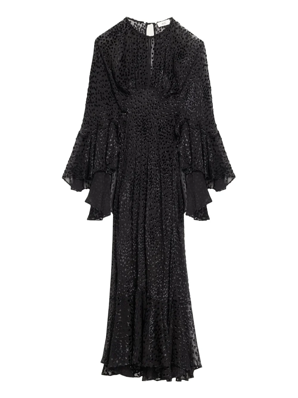 A.L.C. Uma Flock Dot-Printed Ruffled Maxi Dress