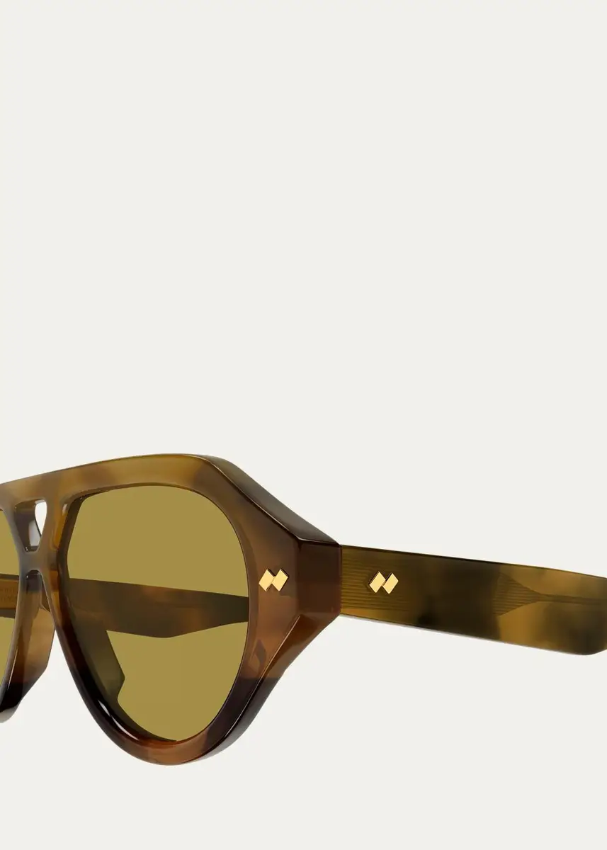 Bottega Veneta Men's BV1485S Bold Ribbon Stud Recycled Acetate Pilot Sunglasses | Thumbnail 3