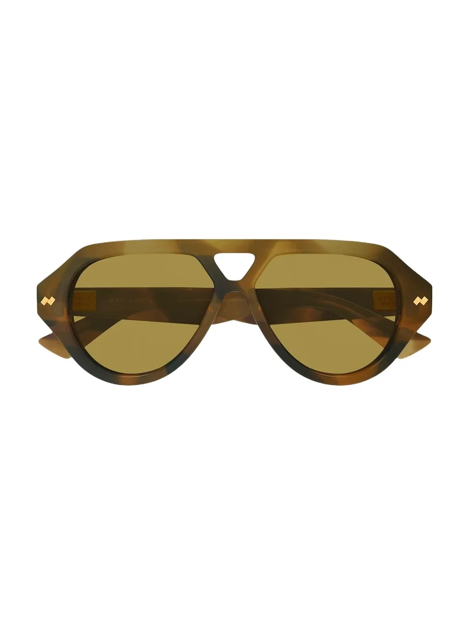 Bottega Veneta Men's BV1485S Bold Ribbon Stud Recycled Acetate Pilot Sunglasses