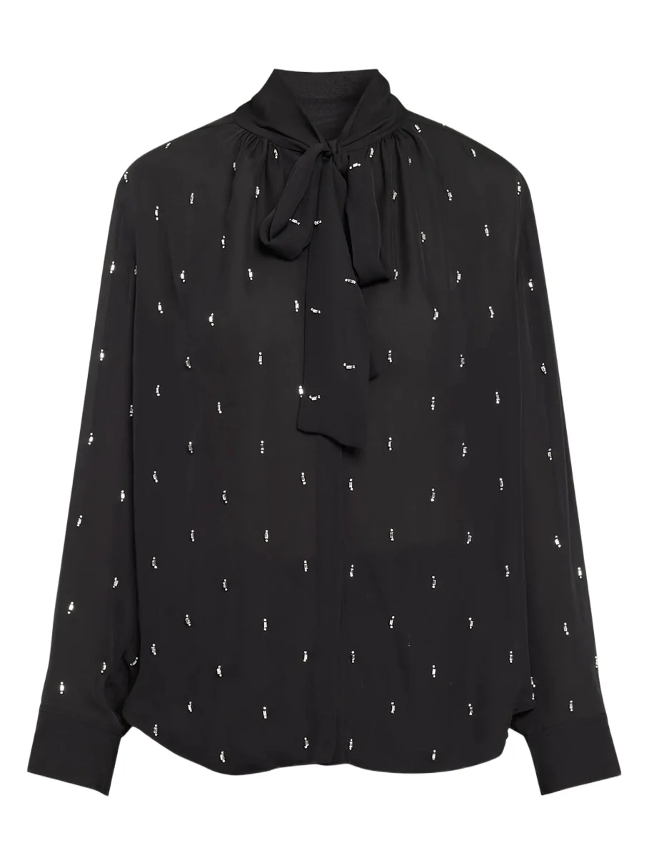 A.L.C. Vivi Embellished Tie-Neck Blouse