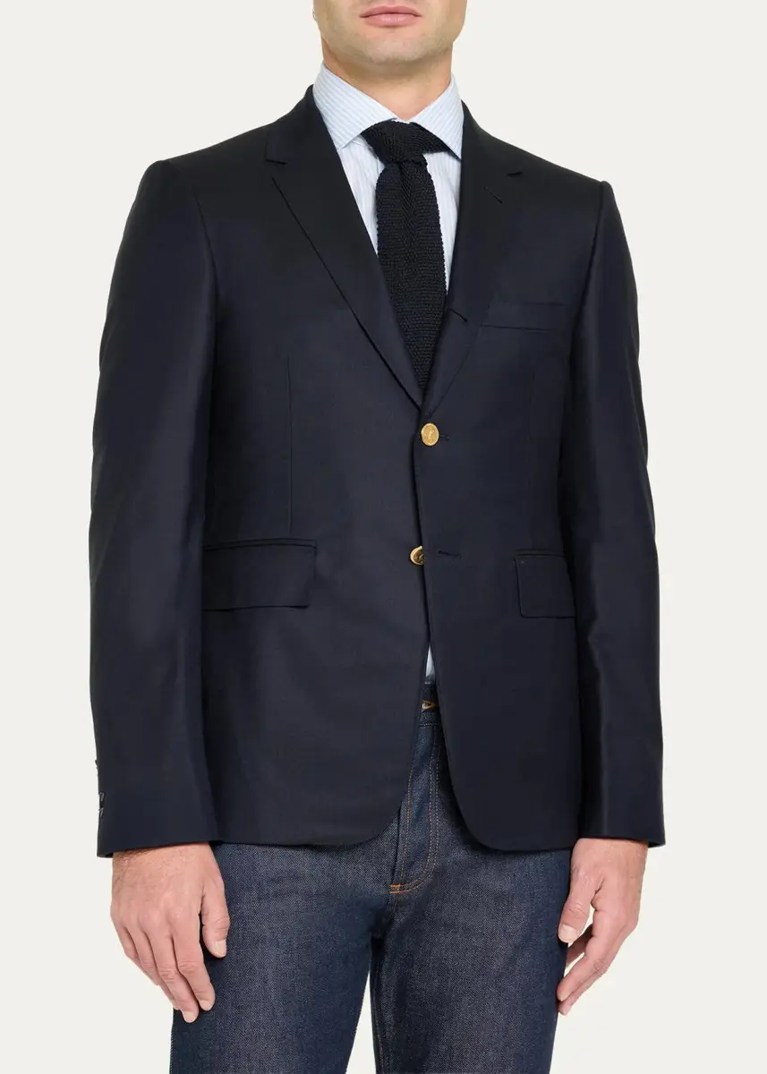 Thom Browne Men's Classic Wool Super 120S Wool Sport Jacket | Thumbnail 4 Thom Browne Men's Classic Wool Super 120S Wool Sport Jacket | Thumbnail 4