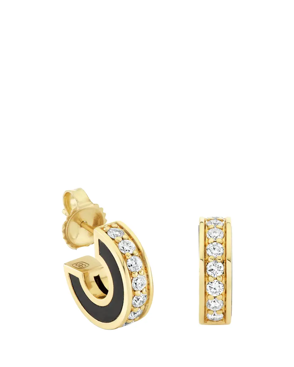 Sydney Evan 14K Yellow Gold Onyx Stone Inlay Earrings with Diamonds | Thumbnail 2 Sydney Evan 14K Yellow Gold Onyx Stone Inlay Earrings with Diamonds | Thumbnail 2