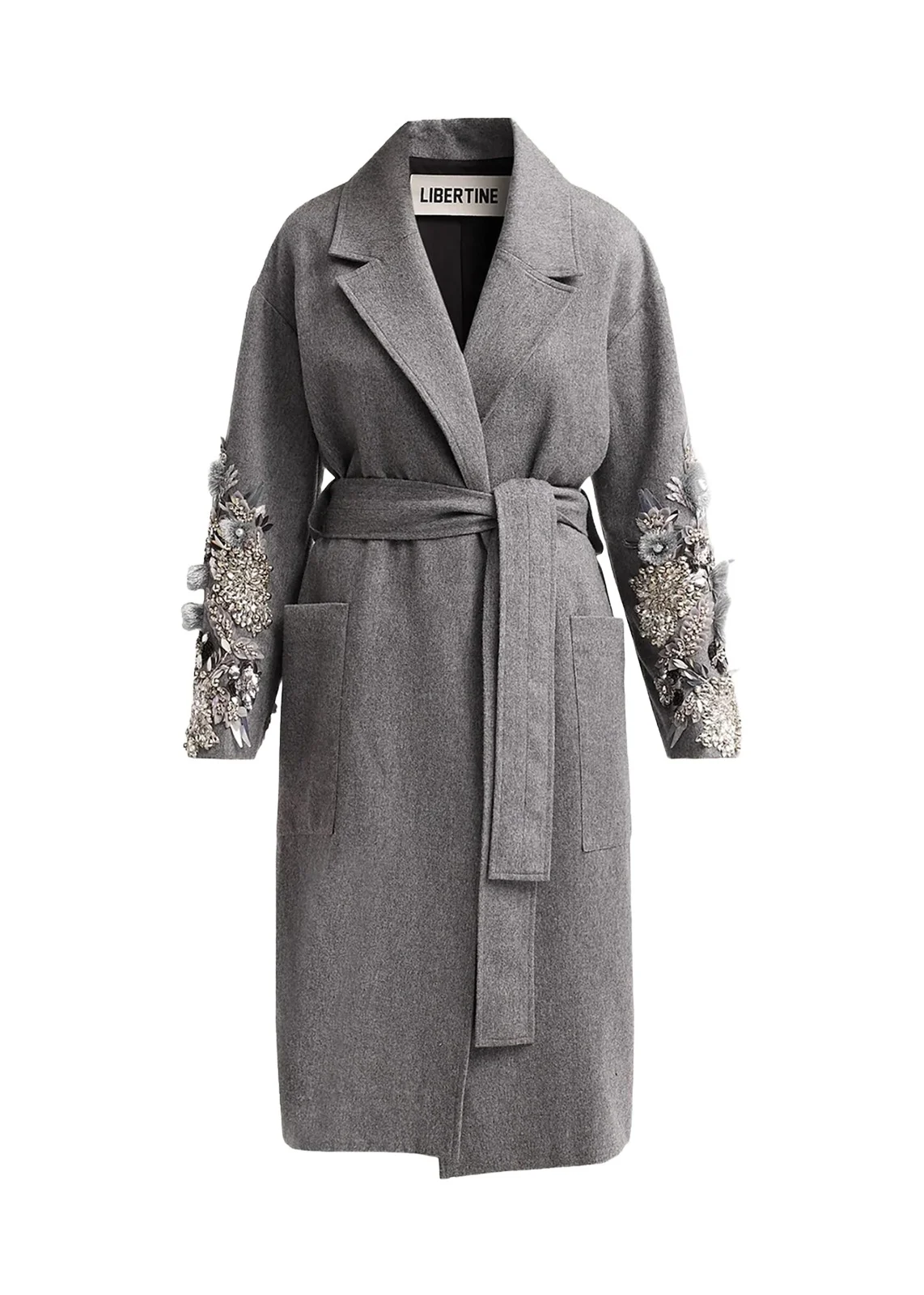 Libertine Frosted Flowers Embellished Wool-Cashmere Wrap Coat