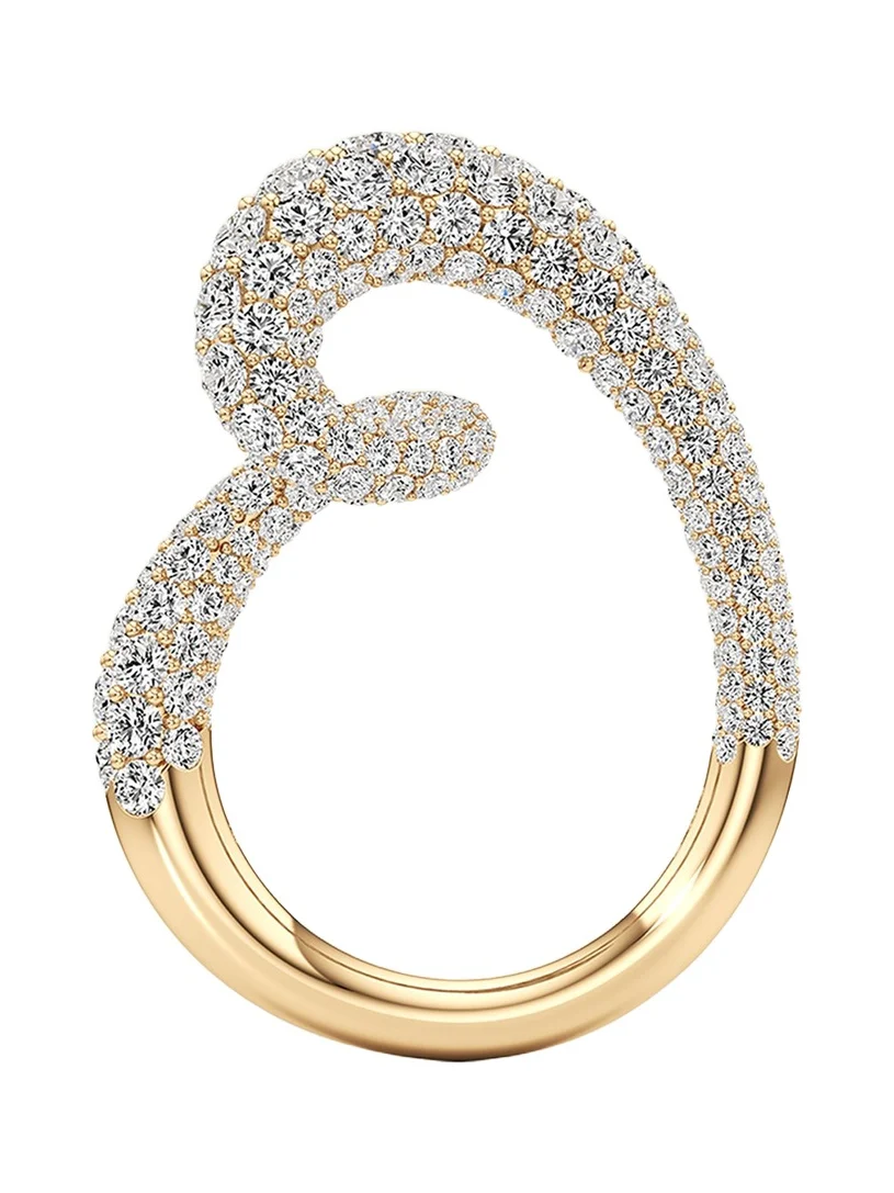 Unsaid Whirlwind Half Lab-Grown Diamond Pave Ring in 18K Yellow Gold