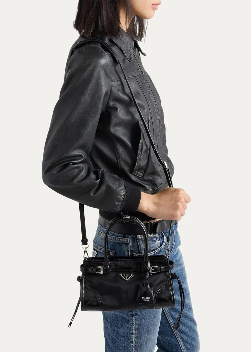 Prada Bonnie Small Nylon & Leather Top-Handle Bag | Thumbnail 2 Prada Bonnie Small Nylon & Leather Top-Handle Bag | Thumbnail 2