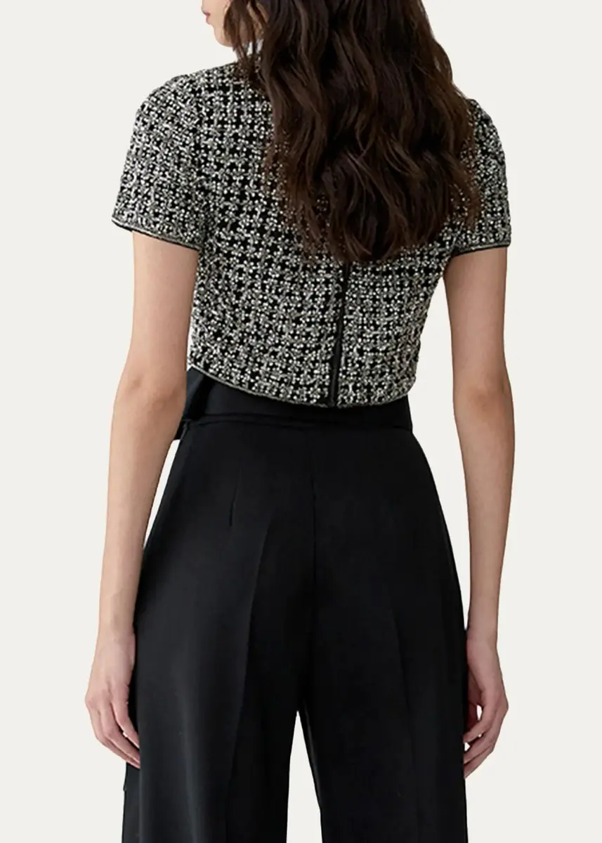Carolina Herrera Embellished Cropped Mock-Neck Top | Thumbnail 3