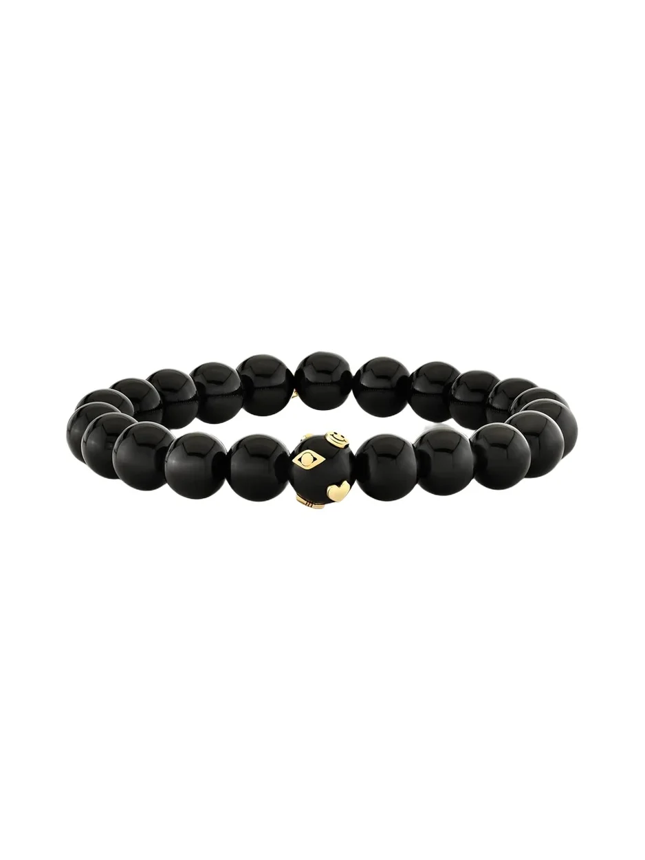Sydney Evan 14K Icon Onyx Bead Stretch Bracelet