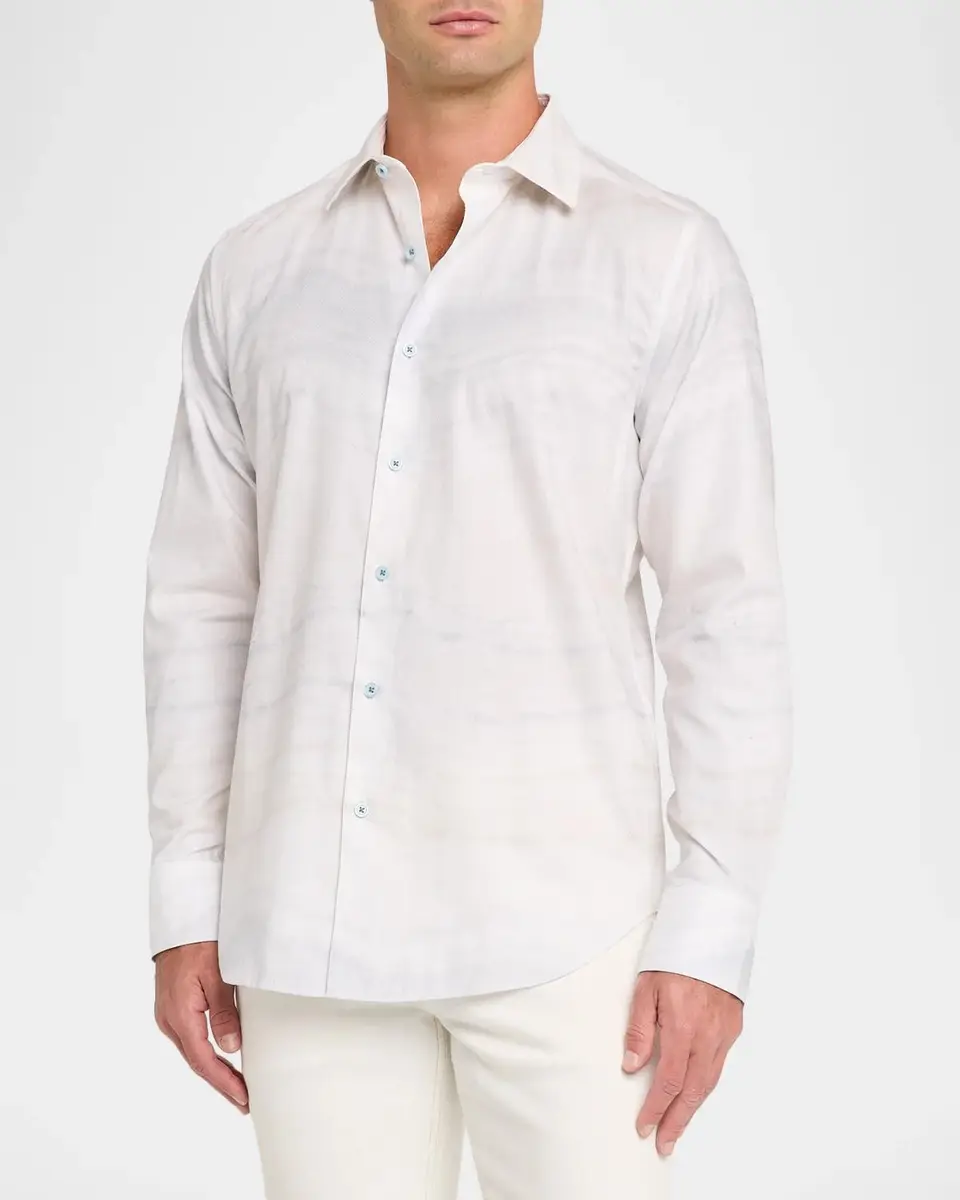 Robert Graham Men's Glenmore Cotton Herringbone Button-Front Shirt | Thumbnail 4 Robert Graham Men's Glenmore Cotton Herringbone Button-Front Shirt | Thumbnail 4