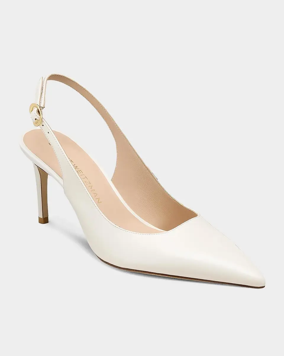 Stuart Weitzman 75mm Stuart Power Leather Slingback Pumps | Thumbnail 4