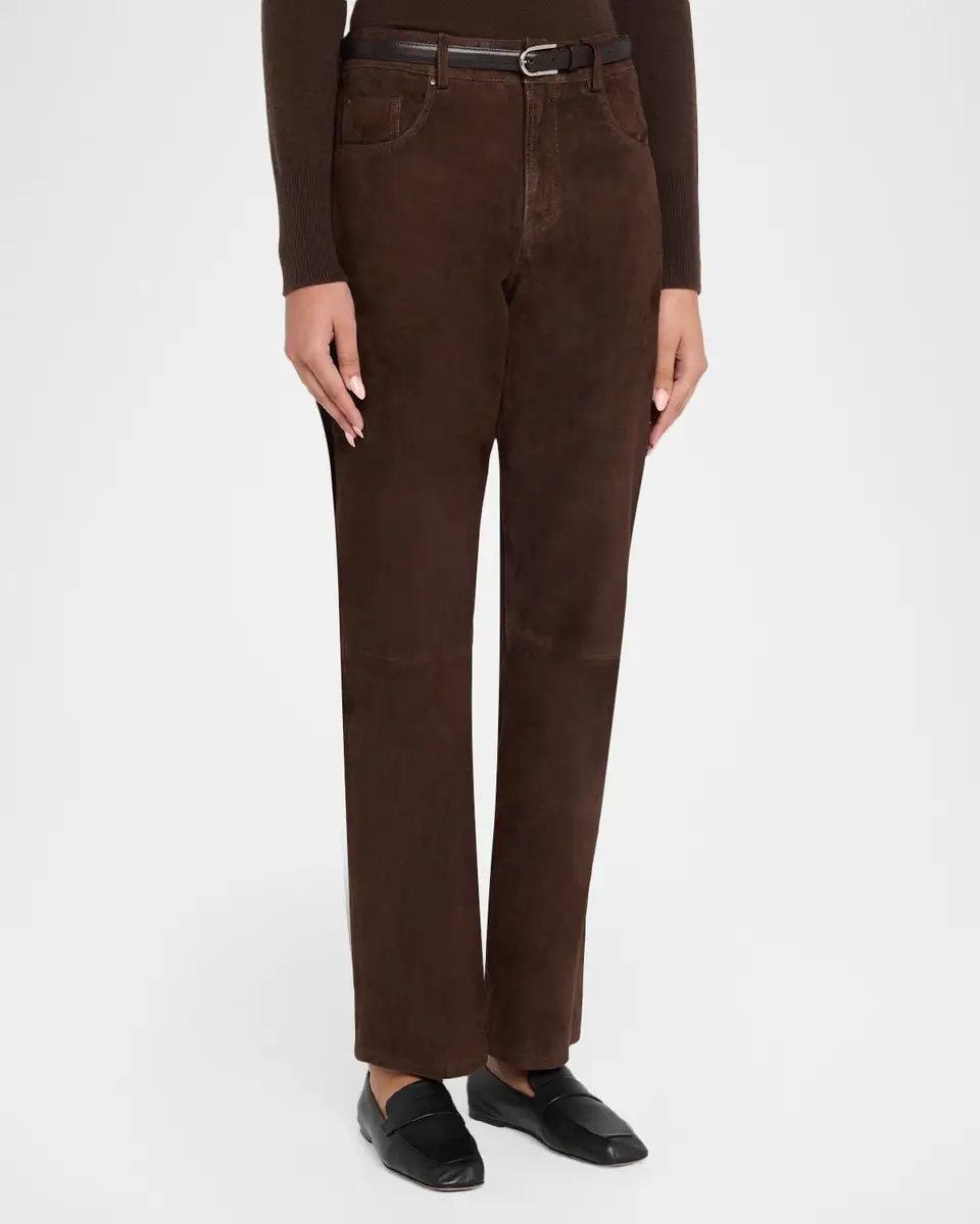 ARMA Mid-Rise Goat Suede Straight-Leg Jeans | Thumbnail 4 ARMA Mid-Rise Goat Suede Straight-Leg Jeans | Thumbnail 4