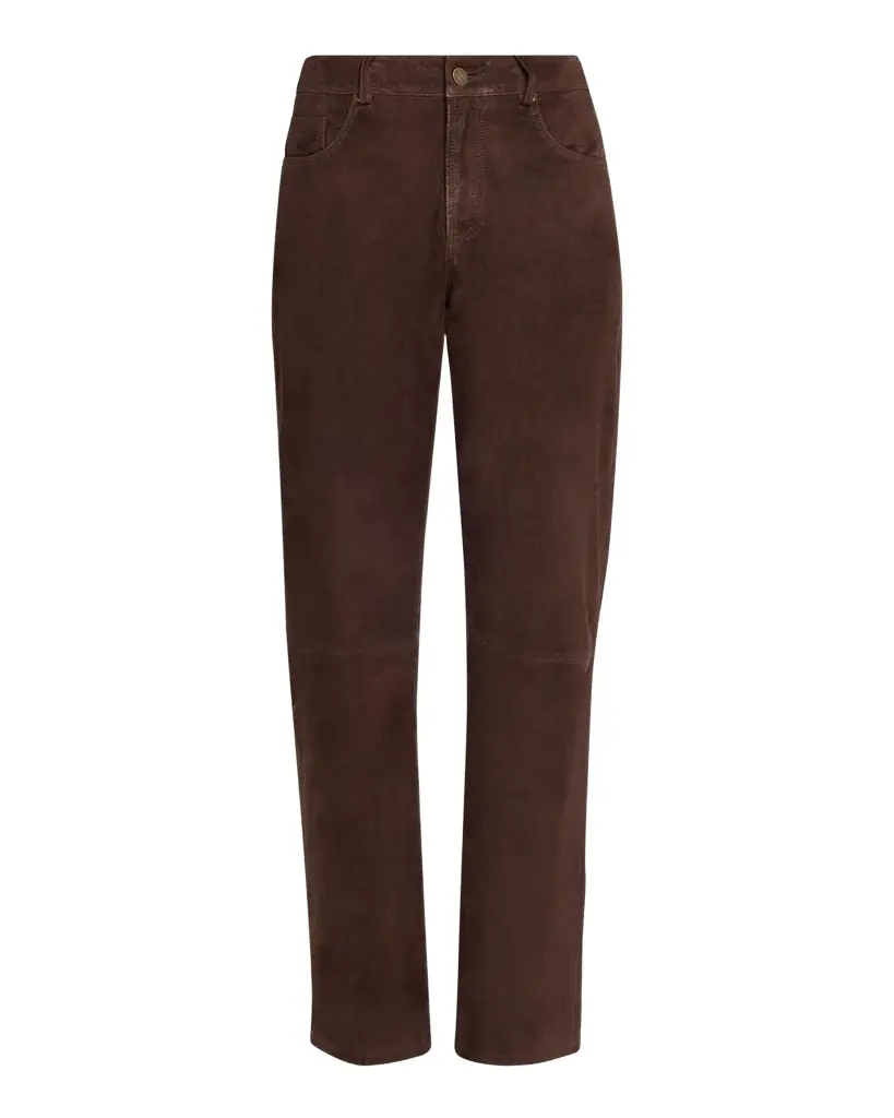 Mid-Rise Goat Suede Straight-Leg Jeans Mid-Rise Goat Suede Straight-Leg Jeans