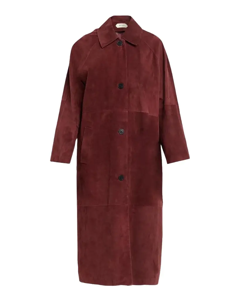 Judy Button-Front Suede Coat Judy Button-Front Suede Coat