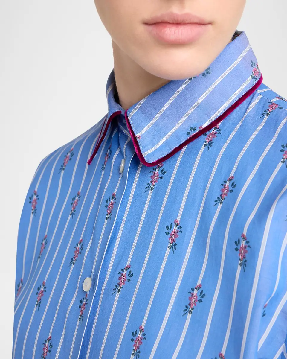 Etro Floral Embroidered Striped Cotton Button-Down Shirt | Thumbnail 5 Etro Floral Embroidered Striped Cotton Button-Down Shirt | Thumbnail 5
