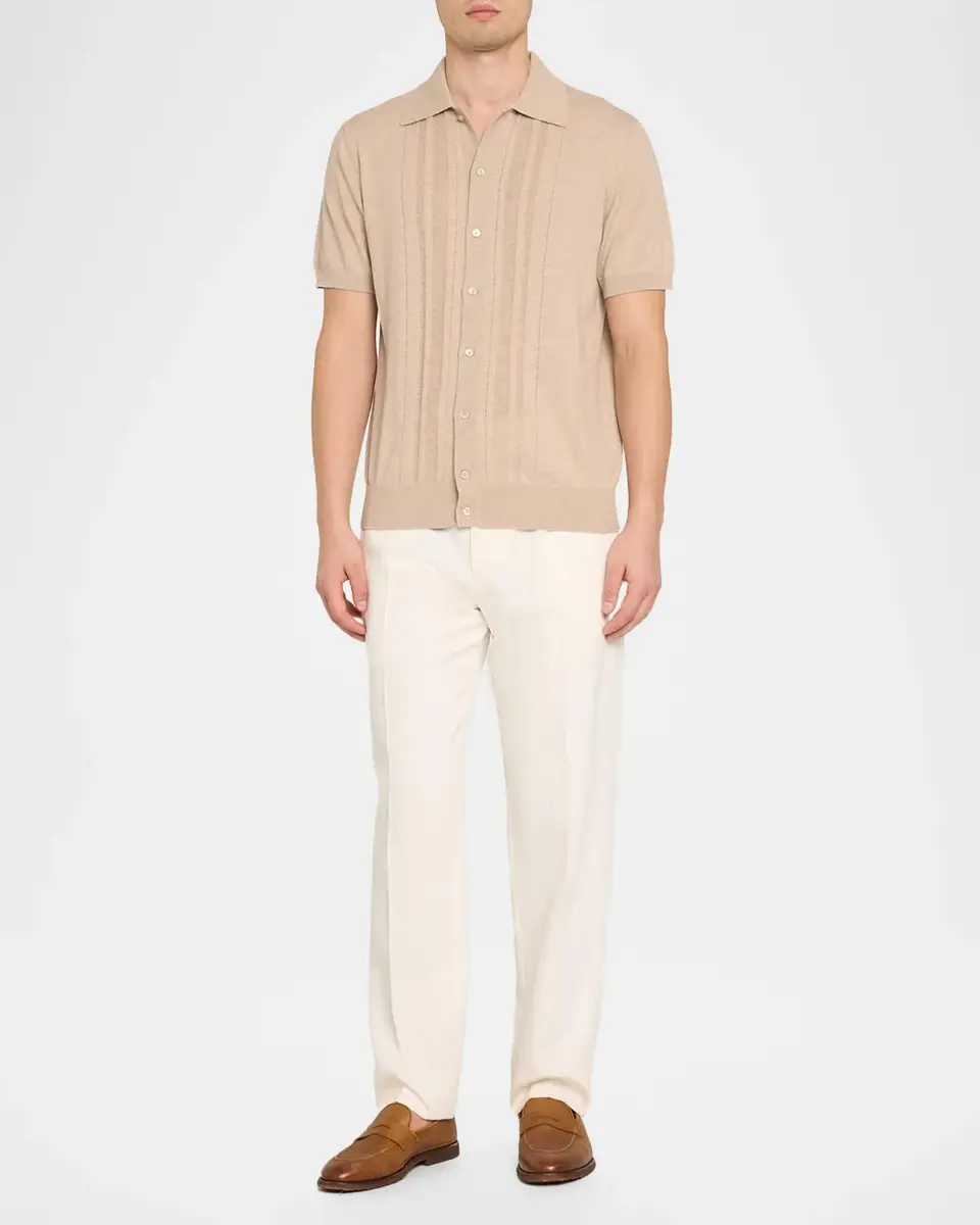 Eton Men's Structured Cotton Knit Polo Shirt | Thumbnail 2 Eton Men's Structured Cotton Knit Polo Shirt | Thumbnail 2