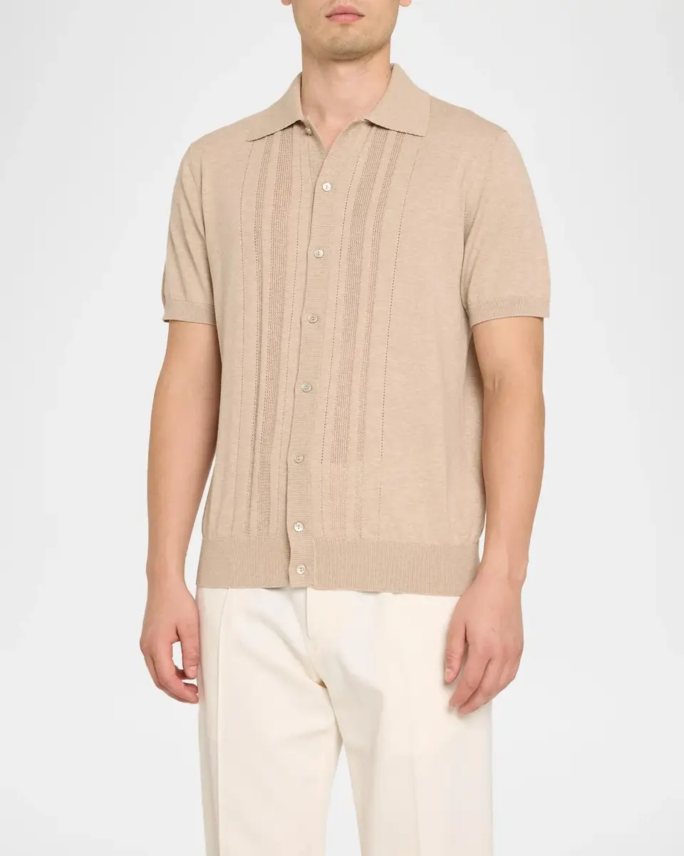 Eton Men's Structured Cotton Knit Polo Shirt | Thumbnail 4 Eton Men's Structured Cotton Knit Polo Shirt | Thumbnail 4