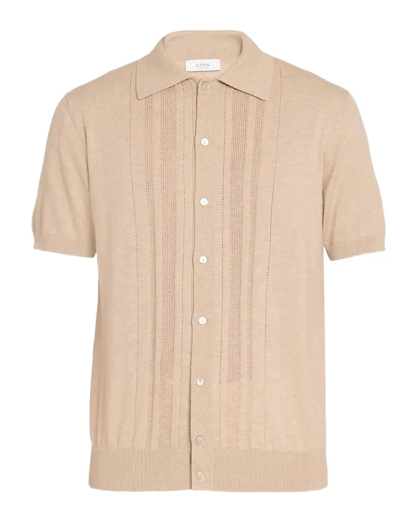 Eton Men's Structured Cotton Knit Polo Shirt