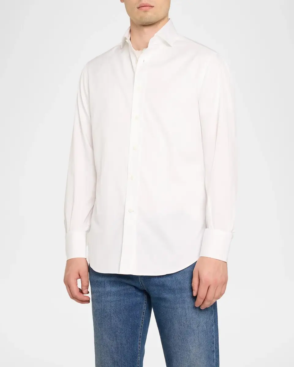 Brunello Cucinelli Men's Cotton Dress Shirt | Thumbnail 4