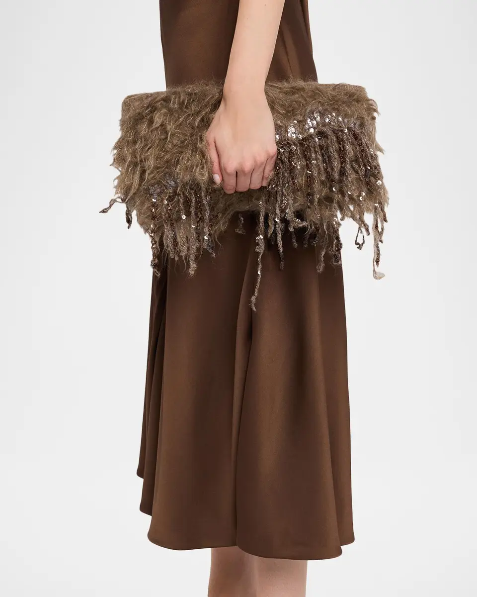 Brunello Cucinelli Sequin Faux Fur Clutch Bag | Thumbnail 2