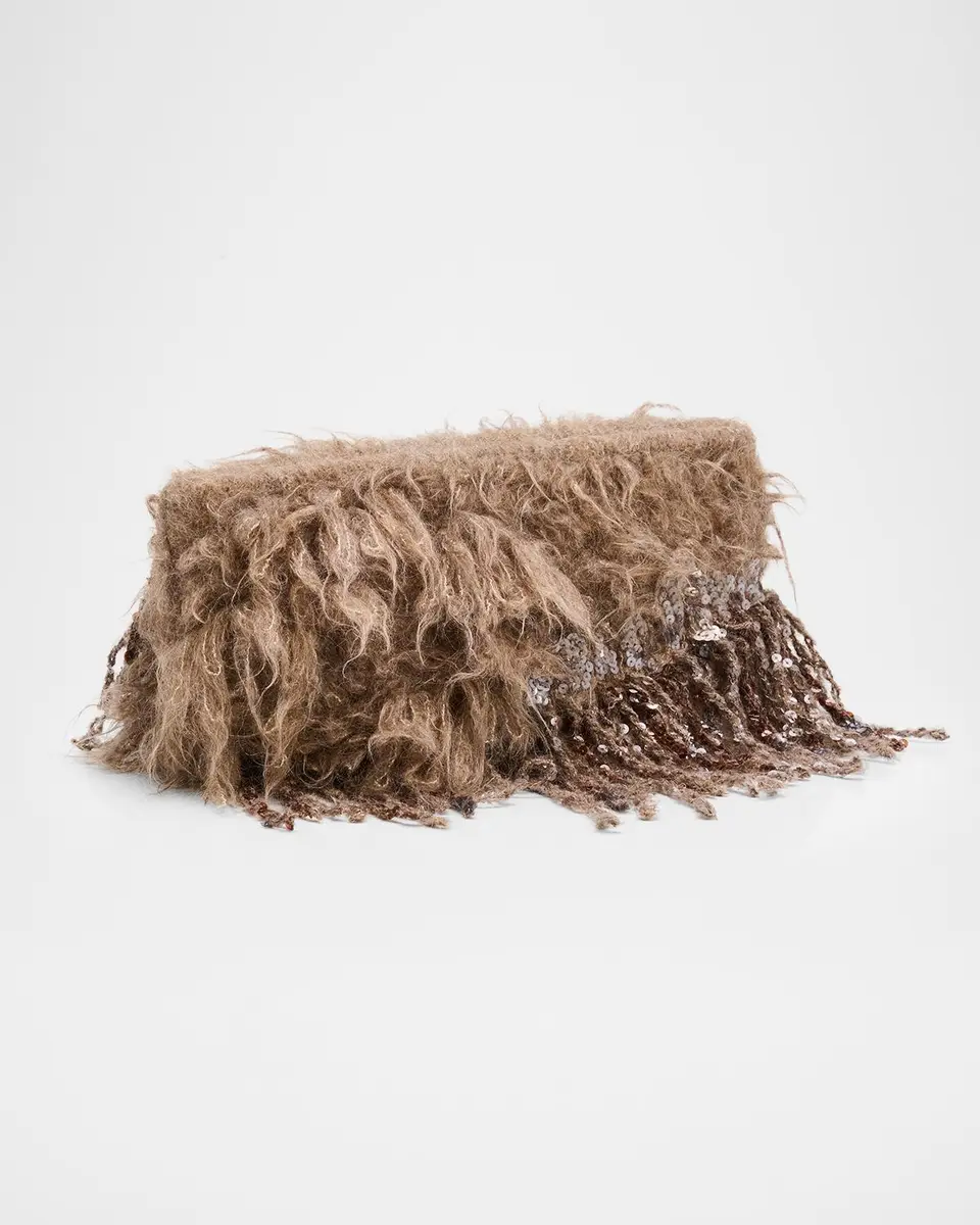 Brunello Cucinelli Sequin Faux Fur Clutch Bag | Thumbnail 3