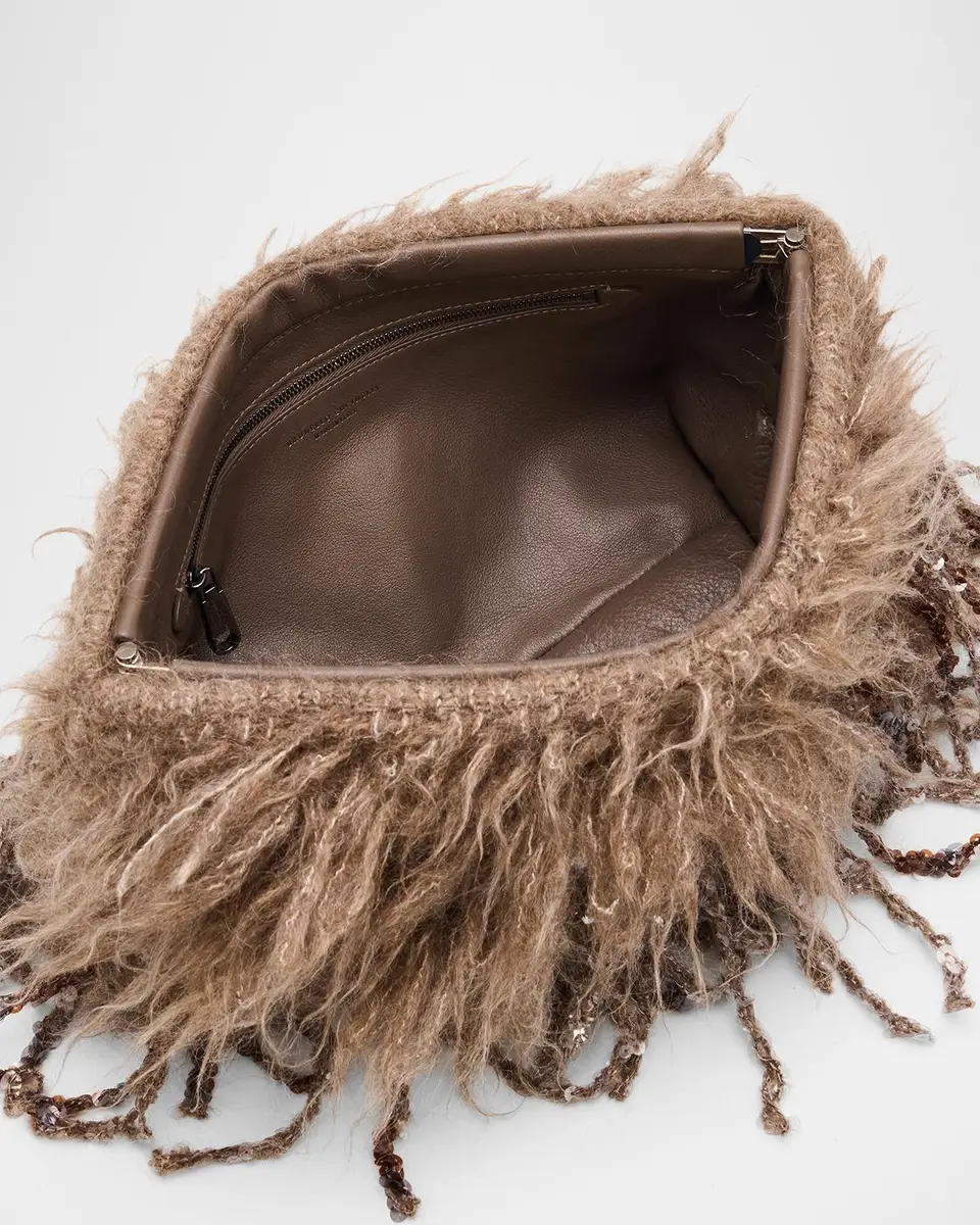 Brunello Cucinelli Sequin Faux Fur Clutch Bag | Thumbnail 4