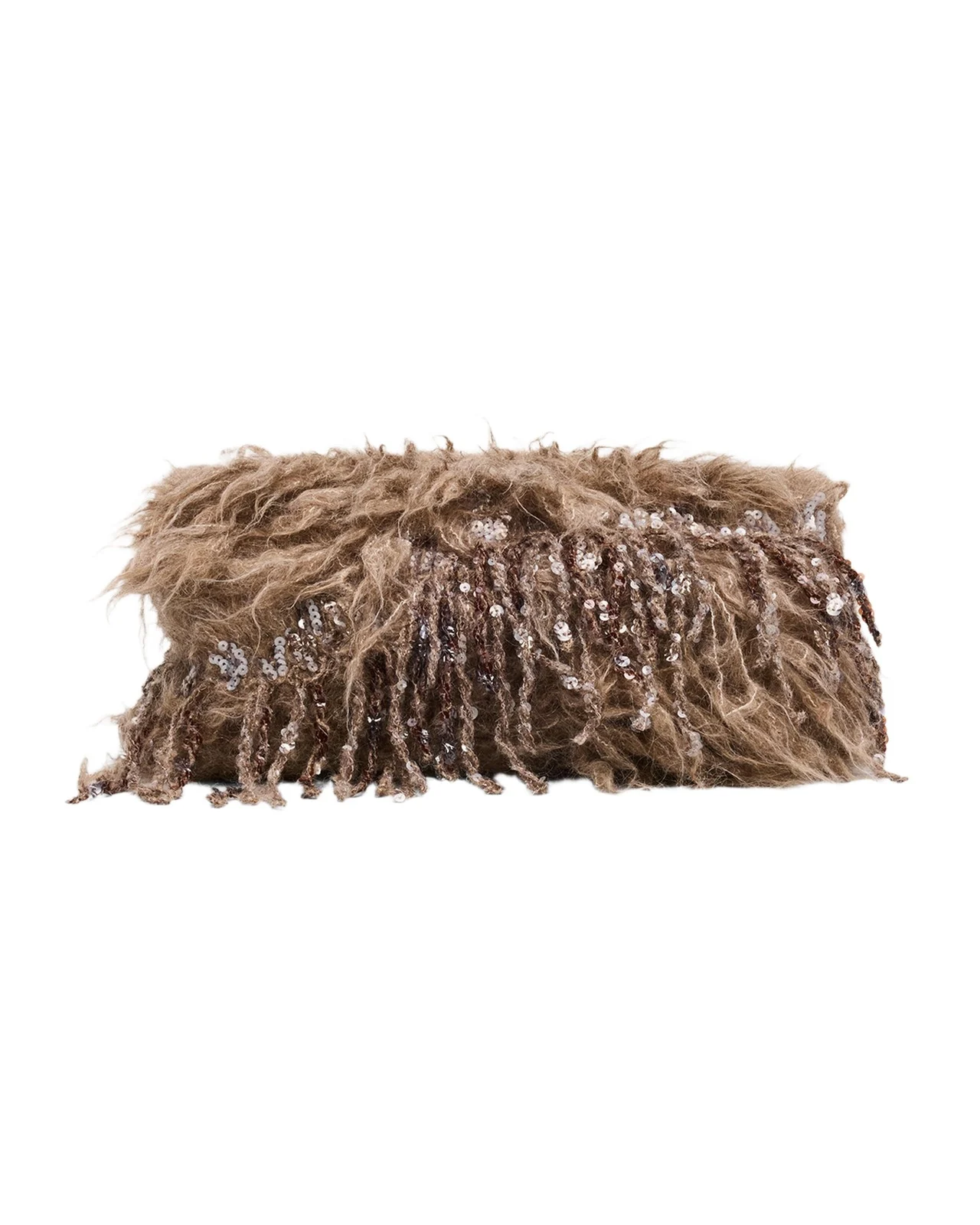 Sequin Faux Fur Clutch Bag