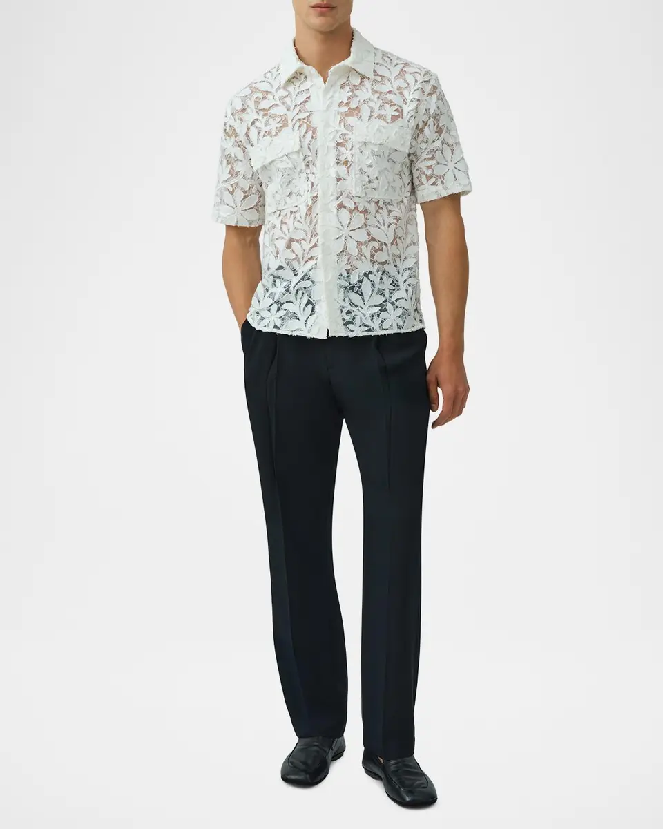 Simkhai Men's Alan Cotton Lace Shirt | Thumbnail 2 Simkhai Men's Alan Cotton Lace Shirt | Thumbnail 2
