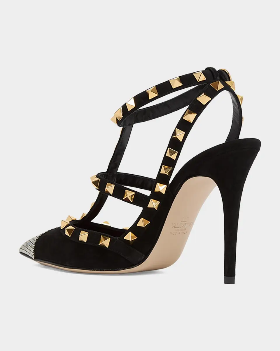 Valentino Garavani Rockstud 100mm Studded Suede Strappy Pumps | Thumbnail 4 Valentino Garavani Rockstud 100mm Studded Suede Strappy Pumps | Thumbnail 4