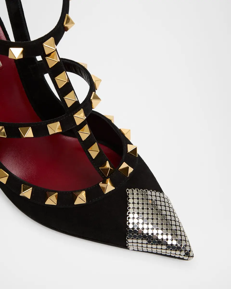 Valentino Garavani Rockstud 100mm Studded Suede Strappy Pumps | Thumbnail 5 Valentino Garavani Rockstud 100mm Studded Suede Strappy Pumps | Thumbnail 5