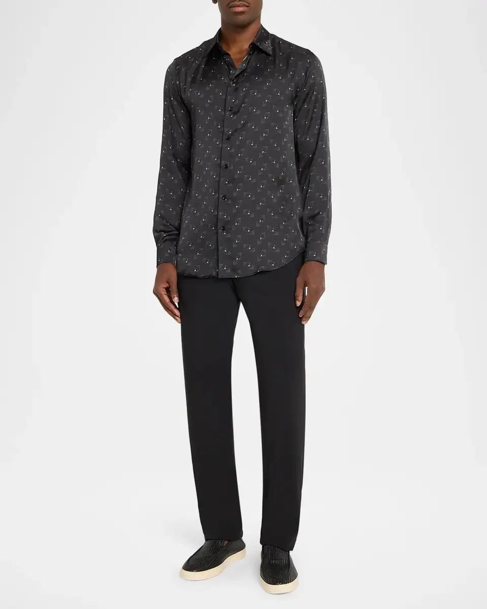 Emporio Armani Men's Overlapping Square Button-Front Shirt | Thumbnail 2