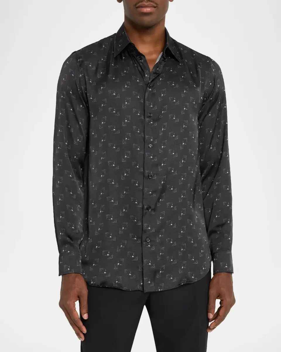 Emporio Armani Men's Overlapping Square Button-Front Shirt | Thumbnail 4