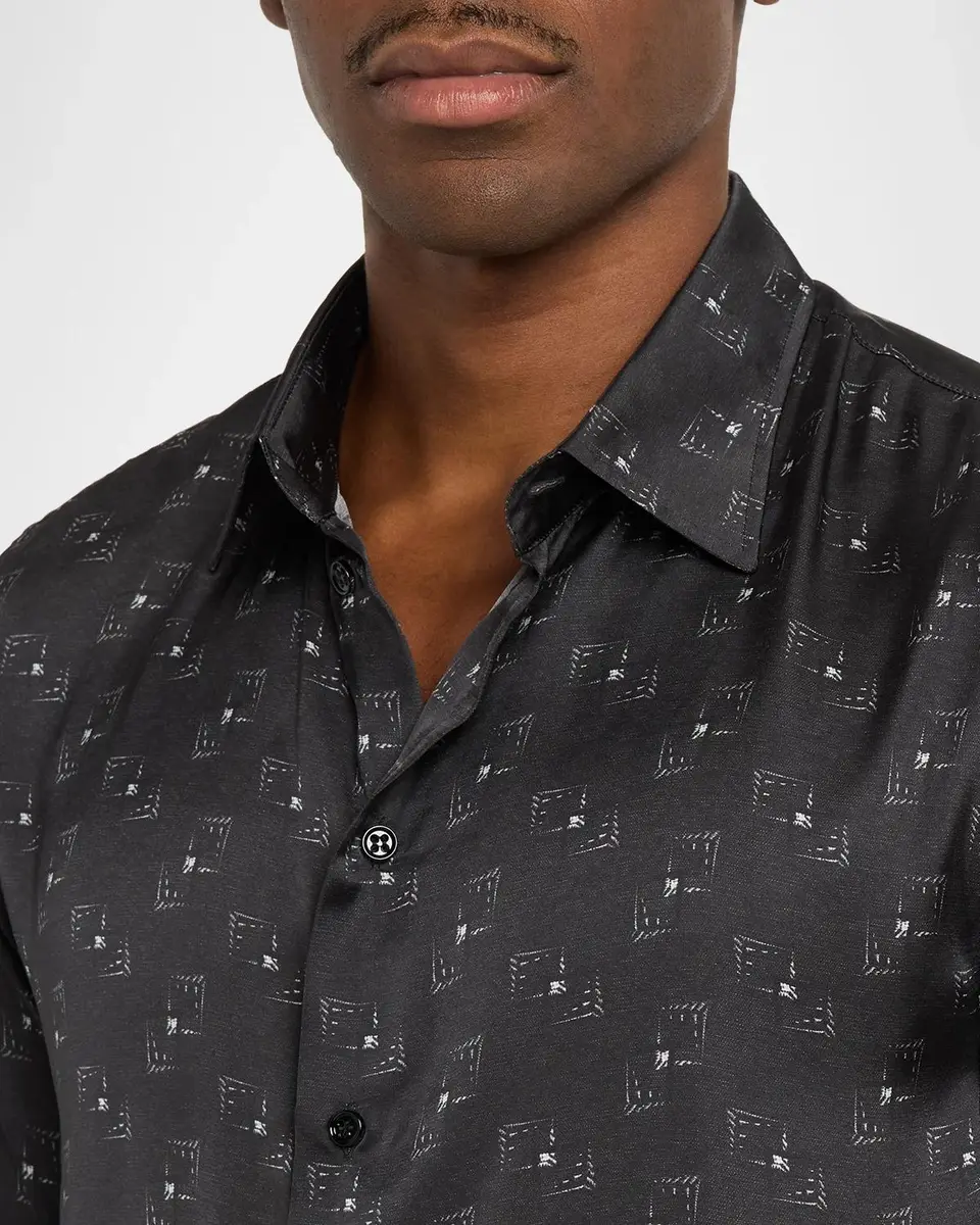 Emporio Armani Men's Overlapping Square Button-Front Shirt | Thumbnail 5