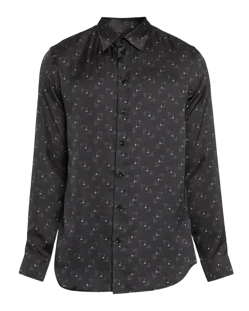 Emporio Armani Men's Overlapping Square Button-Front Shirt