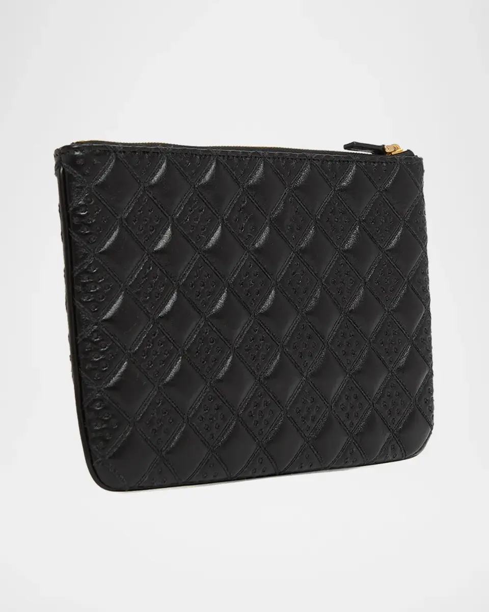 Valentino Garavani Butterfly-Embroidered Quilted Leather Clutch Bag | Thumbnail 3 Valentino Garavani Butterfly-Embroidered Quilted Leather Clutch Bag | Thumbnail 3