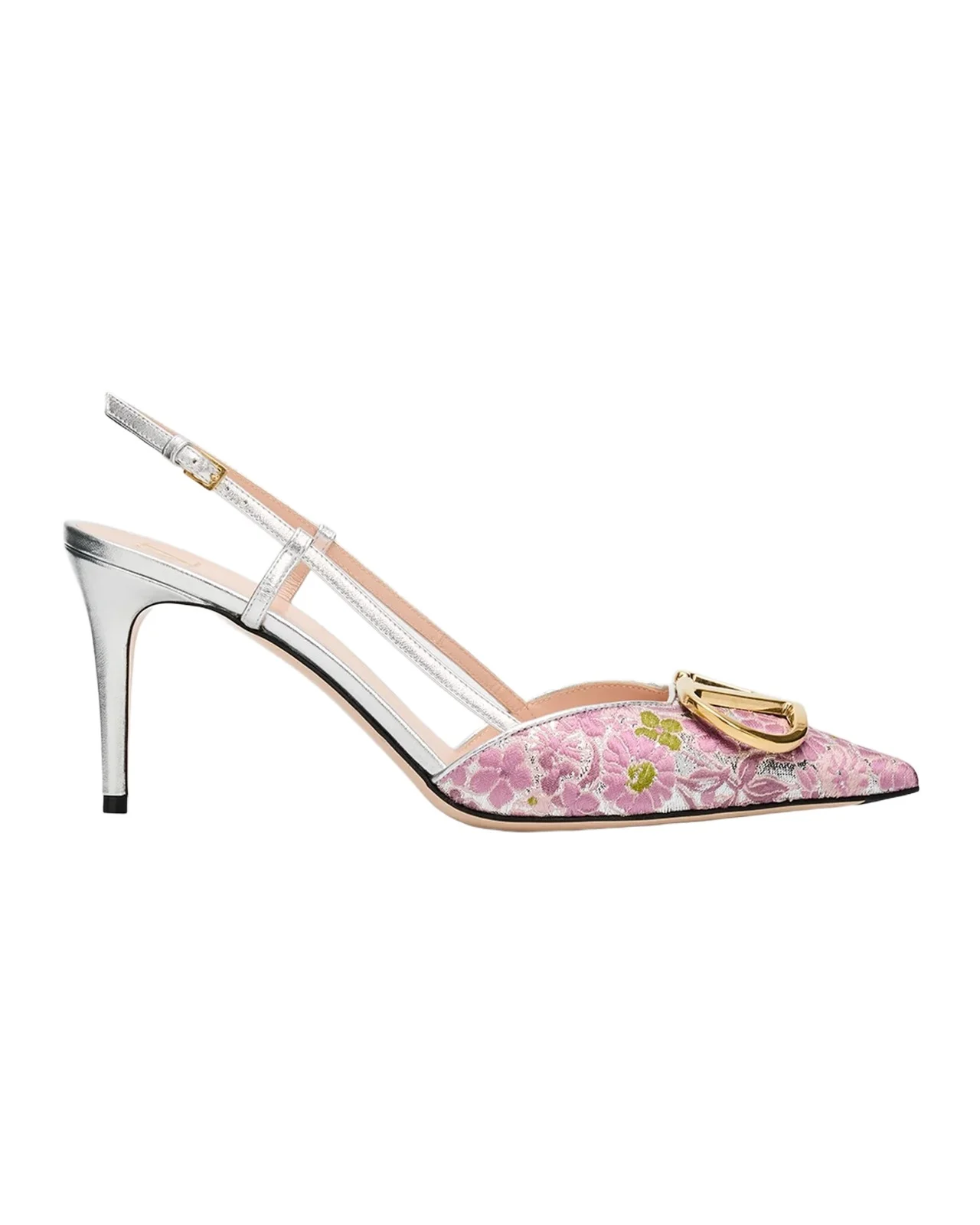 Valentino Garavani 80mm VLogo Floral Jacquard Slingback Pumps