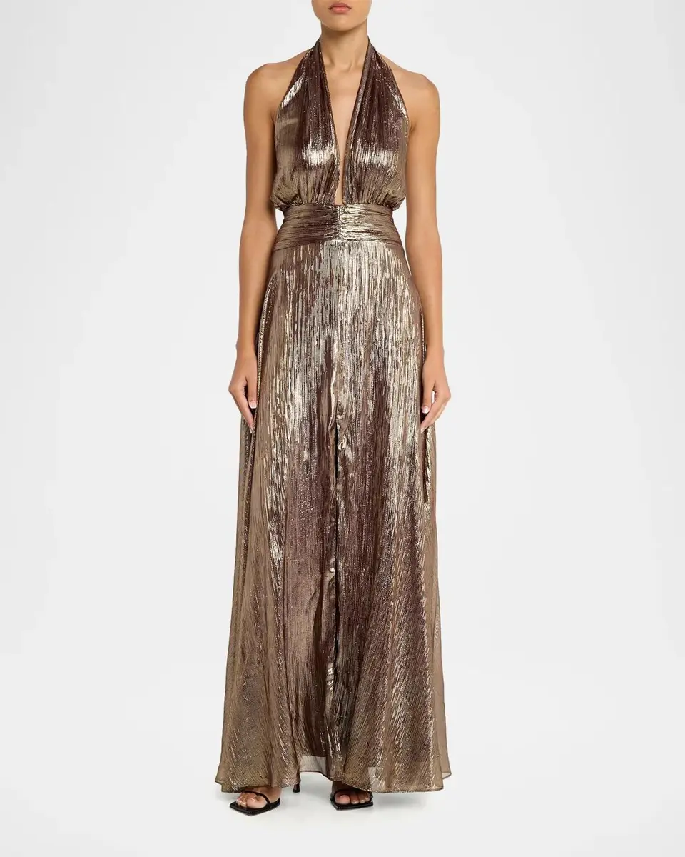 Ramy Brook Aurora Metallic Halterneck Gown | Thumbnail 2