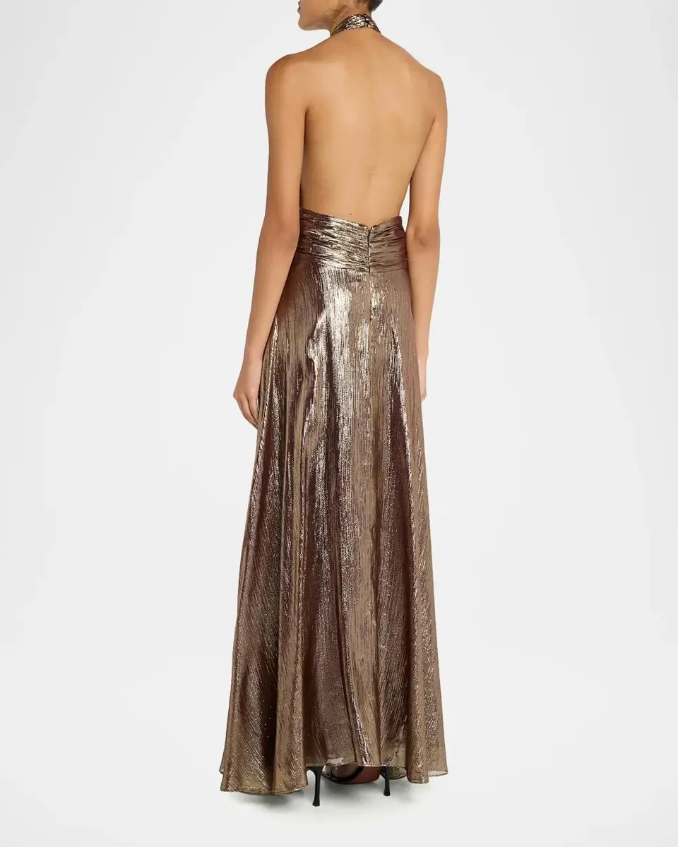 Ramy Brook Aurora Metallic Halterneck Gown | Thumbnail 3