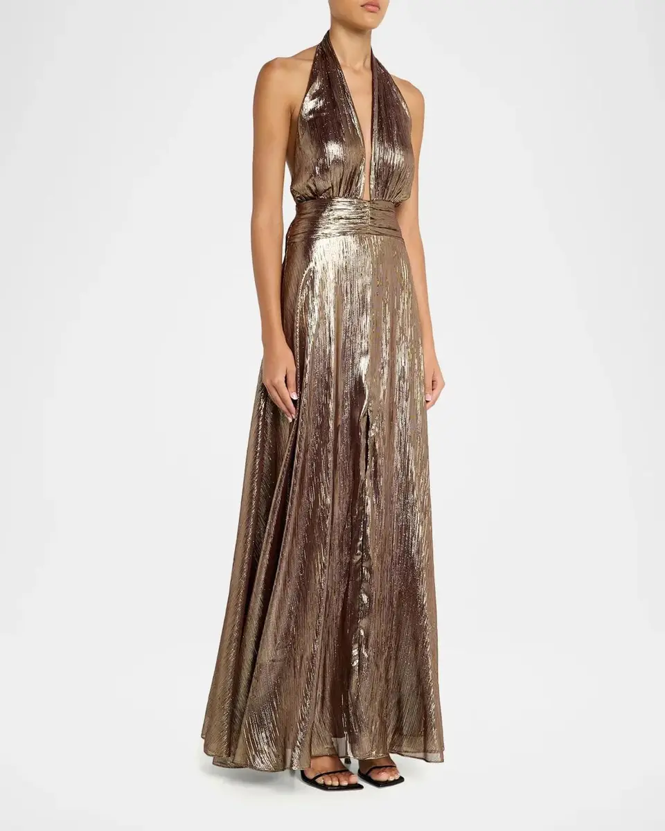Ramy Brook Aurora Metallic Halterneck Gown | Thumbnail 4