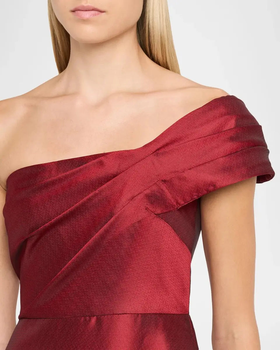 Aidan Mattox Floral Jacquard One-Shoulder Gown | Thumbnail 5 Aidan Mattox Floral Jacquard One-Shoulder Gown | Thumbnail 5