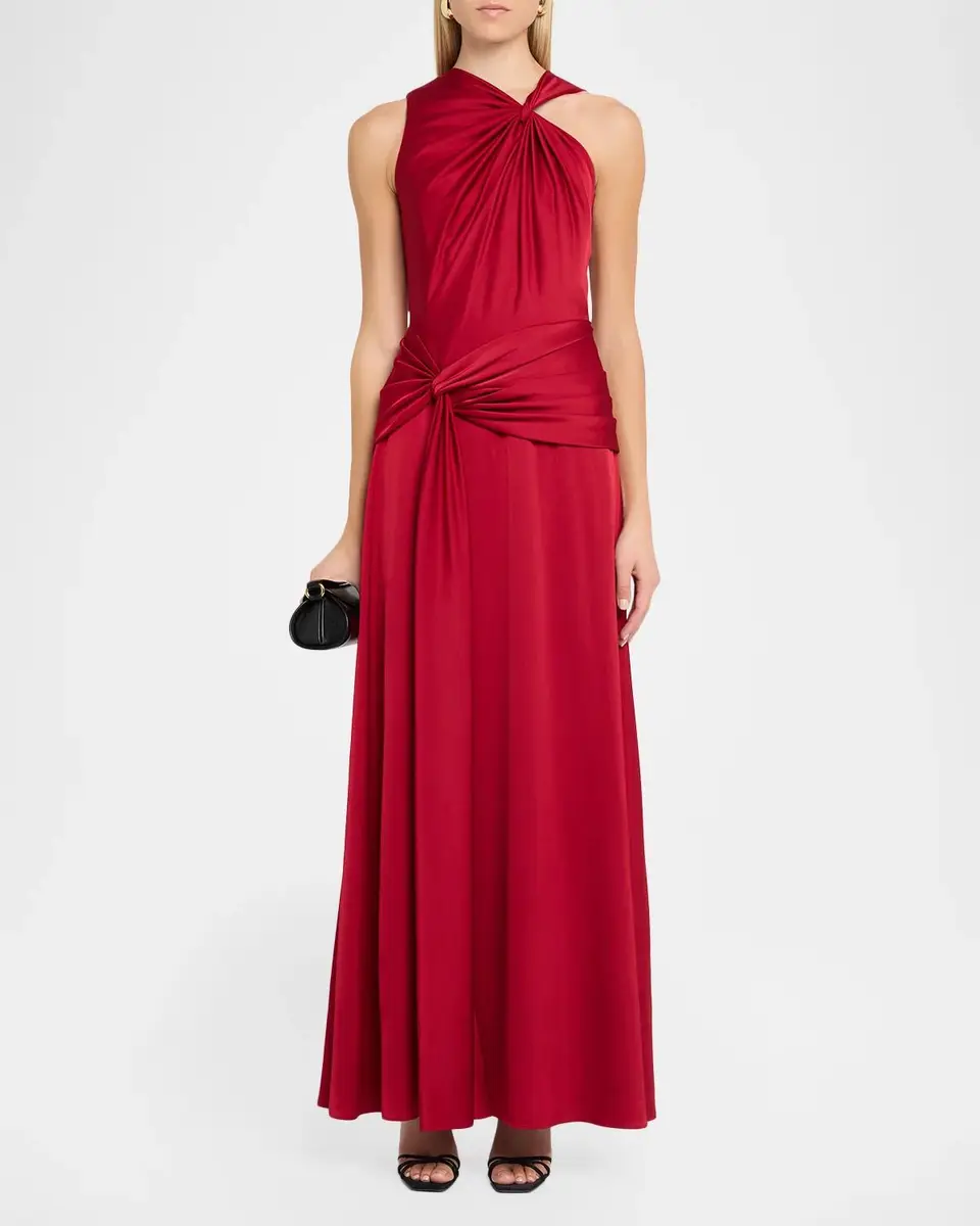 Aidan Mattox Ruched Satin Maxi Dress | Thumbnail 2