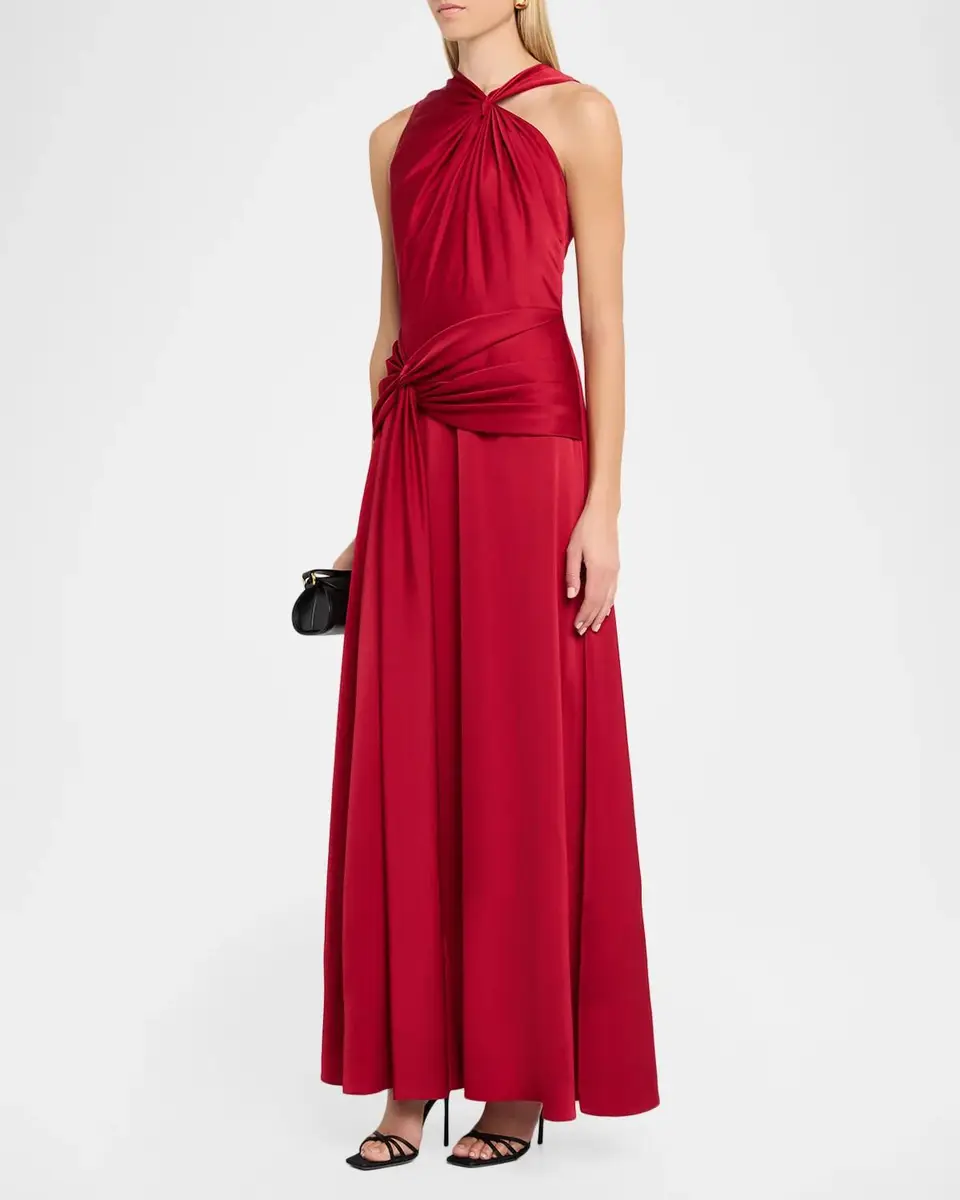 Aidan Mattox Ruched Satin Maxi Dress | Thumbnail 4