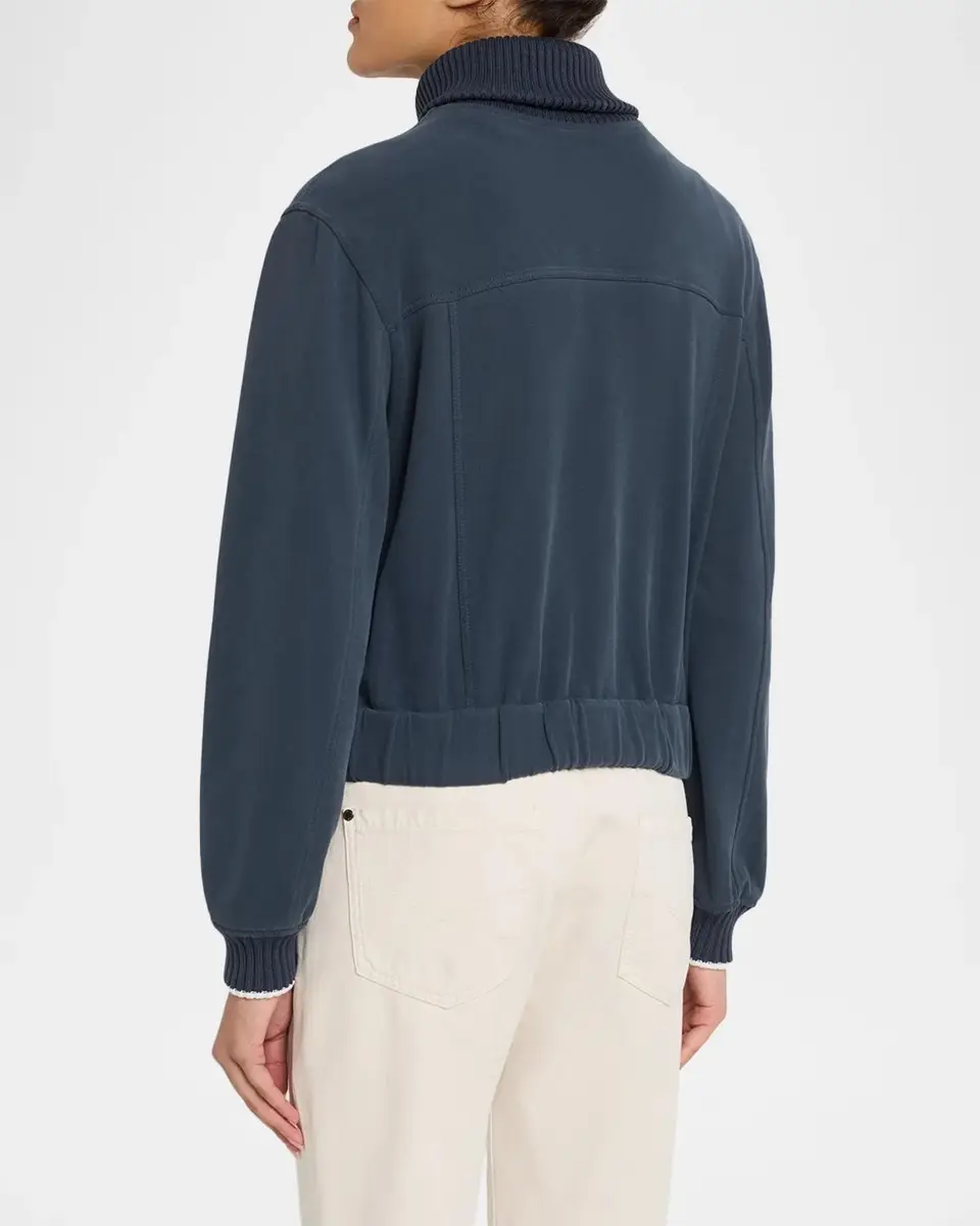 Brunello Cucinelli Smooth Cotton Fleece Track Jacket | Thumbnail 3