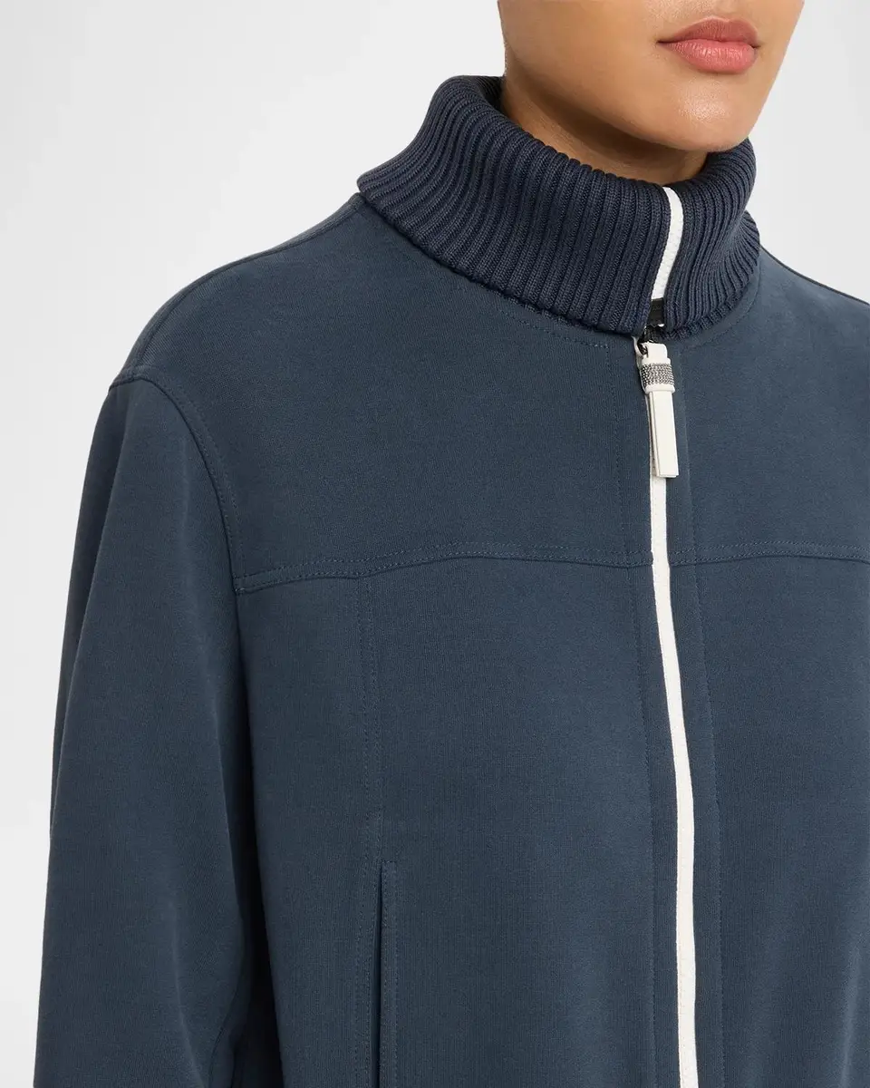 Brunello Cucinelli Smooth Cotton Fleece Track Jacket | Thumbnail 5