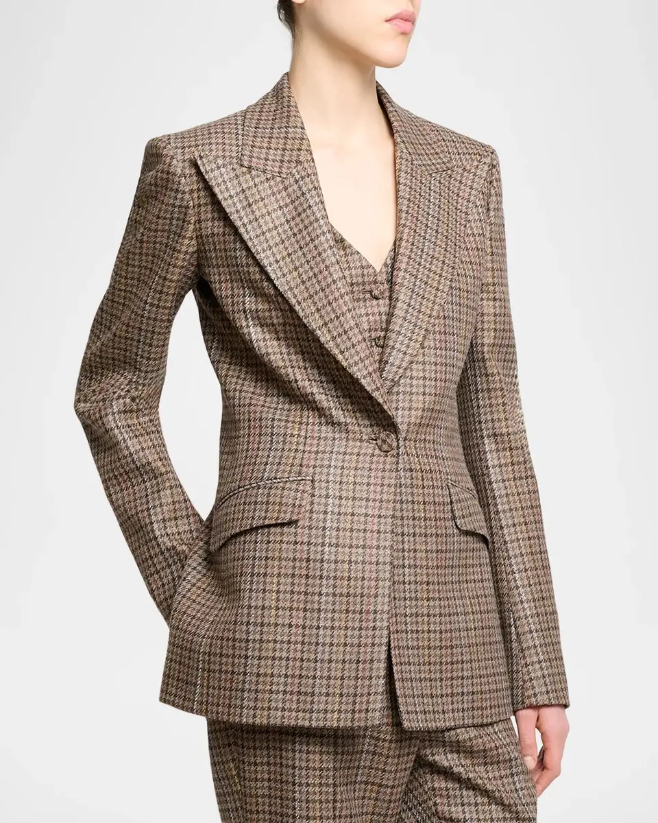 Gabriela Hearst Leiva Wool-Cashmere Houndstooth Single-Breasted Blazer Jacket | Thumbnail 4 Gabriela Hearst Leiva Wool-Cashmere Houndstooth Single-Breasted Blazer Jacket | Thumbnail 4