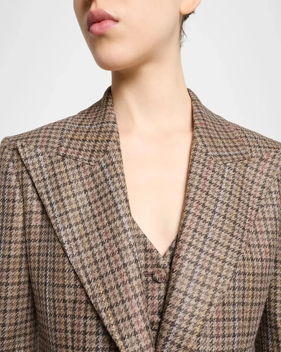 Gabriela Hearst Leiva Wool-Cashmere Houndstooth Single-Breasted Blazer Jacket | Thumbnail 5 Gabriela Hearst Leiva Wool-Cashmere Houndstooth Single-Breasted Blazer Jacket | Thumbnail 5