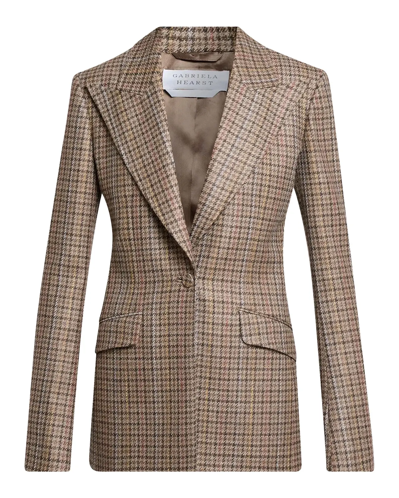 Leiva Wool-Cashmere Houndstooth Single-Breasted Blazer Jacket