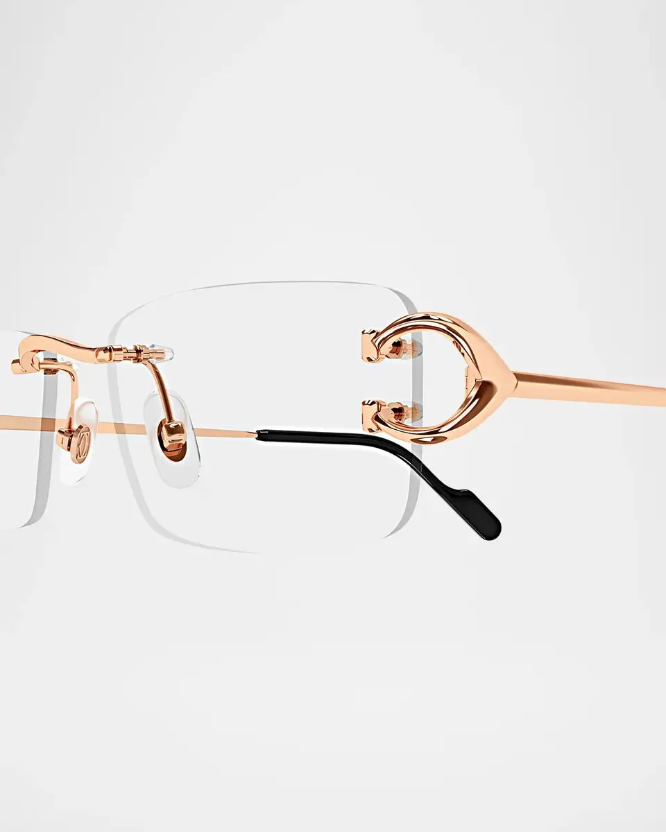 Cartier Motifs De 56MM Décor C Classique Rose Gold-Plated Rimless Optical Glasses | Thumbnail 3